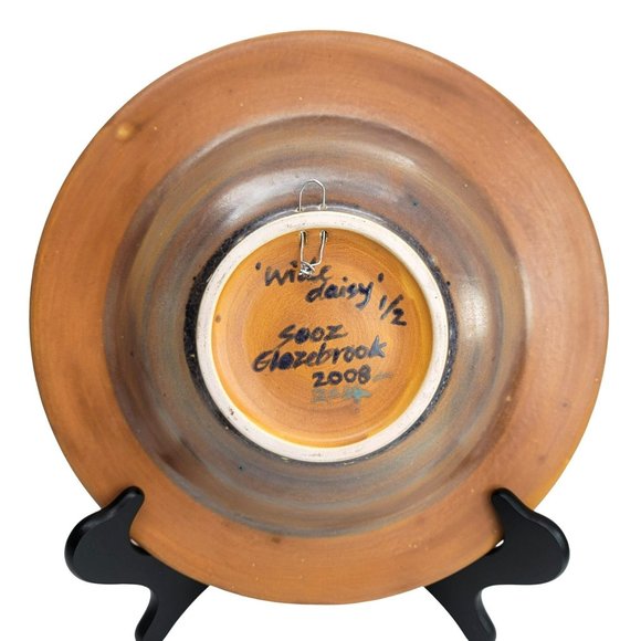 Sooz Glazebrook Art Pottery Bowl Plate Wild Daisy Signed Cypress Swirl JS8134 - Picture 4 of 8